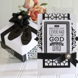 Father's Day Card Making Ideas by Becca Feeken using S4-609 Spellbinders Gents Shoe, S5-268 Spellbinders Quatrefoil Panel, S6-078 Regal Allure - www.amazingpapergrace.com