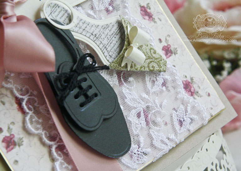 Anniversary, Engagement, Wedding Card Making Ideas by Becca Feeken using S4-609 Spellbinders Gents Shoe, Lace S4-601 Spellbinders Ladies Shoe, S5-258 Spellbinders Swallowtail Tags - www.amazingpapergrace.com