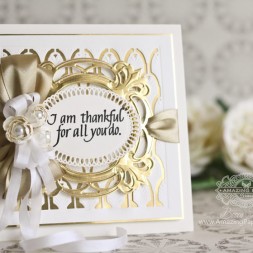 Thank You Card Making Ideas by Becca Feeken using Quietfire Design - I Don't Tell You Often Enough, Spellbinders Divine Deco, Spellbinders Savoy Decorative Accent, Spellbinders Cinch and Go Flowers - Supply List at www.amazingpapergrace.com