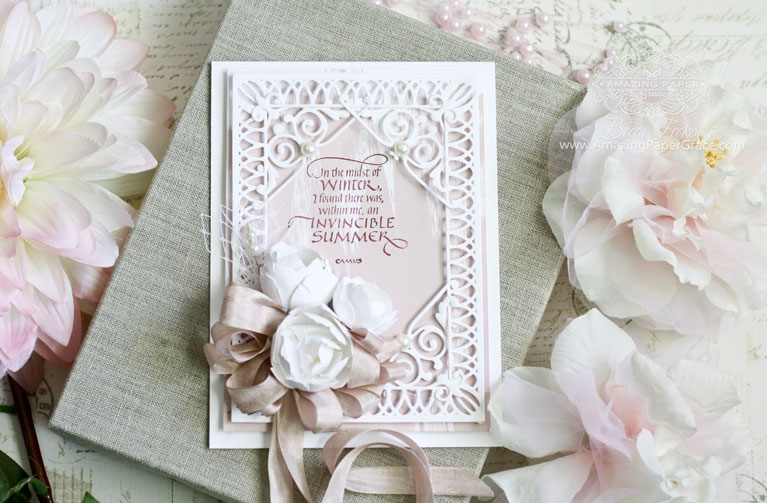 Card Making Ideas by Becca Feeken using Quietfire Design  - In the Midst of WinterSpellbinders Labels 52 Decorative Accents, Spellbinders Imperial Square, Spellbinders (Contour Die -  Layered Blooms - full supply list at www.amazingpapergrace.com