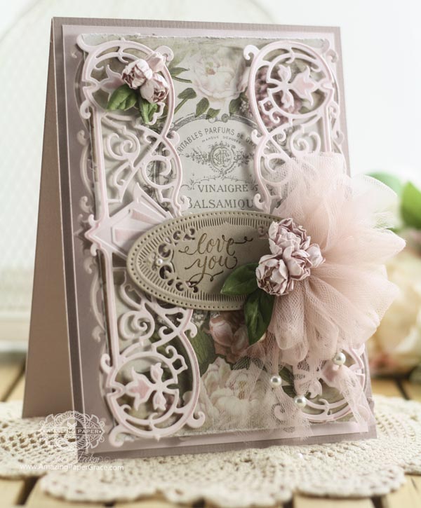 Card Making Ideas by Becca Feeken using Quietfire Design - Just for You Set with Spellbinders Deco Duality , Spellbinders Radiant Rectangles, Spellbinders Cinch and Go Flowers - see full supplies and instructions at www.amazingpapergrace.com