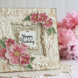 Card Making Ideas by Becca Feeken using Spellbinders Decorative Applause 3D Embossing Folder, Spellbinders Labels 42, Spellbinders Labels 42 Decorative Elements, Spellbinders Classic Scallops - see full supply list with ink colors at www.amazingpapergrace.com