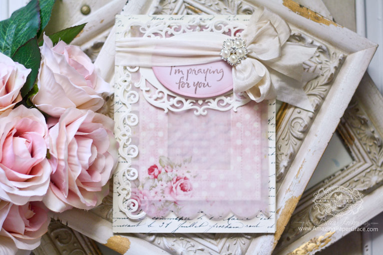 Encouragement Card Ideas by Becca Feeken using Spellbinders Fleur de Elegance, Spellbinders Classic Ovals LG, Spellbinders Pierced Rectangles, and Spellbinders Mary Border - see full supply list at www.amazingpapergrace.com