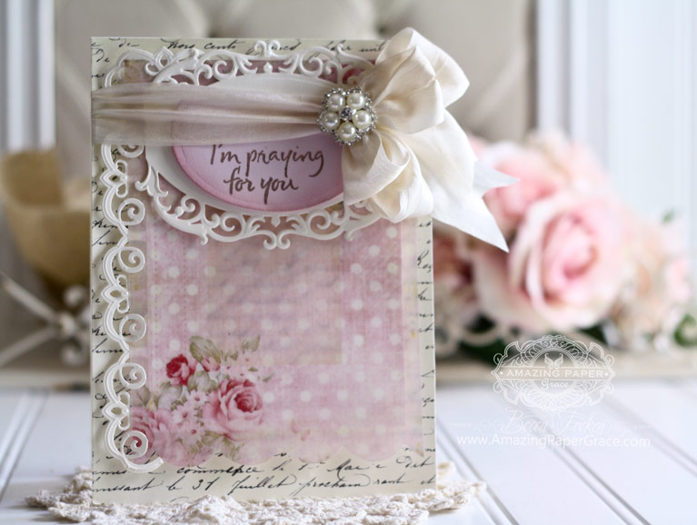 Encouragement Card Ideas by Becca Feeken using Spellbinders Fleur de Elegance, Spellbinders Classic Ovals LG, Spellbinders Pierced Rectangles, and Spellbinders Mary Border - see full supply list at www.amazingpapergrace.com