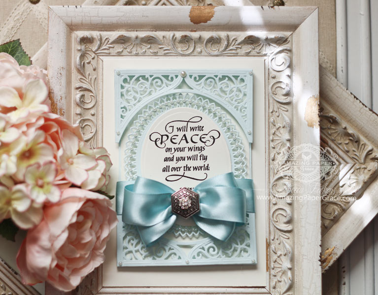 Card Making Ideas by Becca Feeken using Quietfire Design - I Will Write Peace, Spellbinders Classic Oval LG, Spellbinders Swirl Bliss Pocket, Spellbinders Oval Bliss - full supply list at www.amazingpapergrace.com 