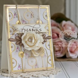 Thank You Card Making Ideas by Becca Feeken using Quietfire Design - Thanks Cuddlers Set, Spellbinders Vertical Chain, Spellbinders Contour Layered Blooms, Spellbinders Decorative Swallowtail Tags - full supply list at www.amazingpapergrace.com