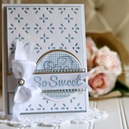 Baby Card Making Ideas by Becca Feeken using Amazing Paper Grace - Graceful Eyelet, Spellbinders Standard Circles, Spellbinders Simply Said Phrase Set One - see full supply list at www.amazingpapergrace.com