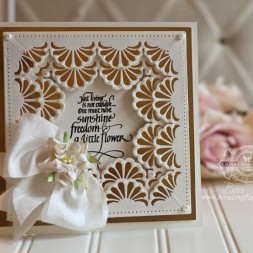 Card Making Ideas by Becca Feeken using Quietfire Design - Just Living Is Not Enough and Spellbinders Graceful Fans and Graceful 6 x 6 Frame Maker - for full supply list see www.amazingpapergrace.com