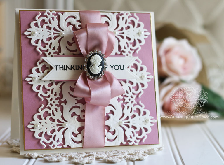 Card Making Ideas by Becca Feeken using Spellbinders Graceful Damask - see full supply list at www.amazingpapergrace.com