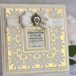 Card Making Ideas by Becca Feeken using Quietfire Design - Follow Your Dreams, Spellbinders Graceful Floral Lace, Spellbinders Graceful Frame Maker - see full supply list at www.amazingpapergrace.com/?p=31595