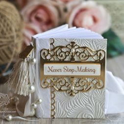 Book Making Ideas by Becca Feeken using Spellbiners S5-289 Filigree Booklet Die - details at www.amazingpapergrace.com/blog