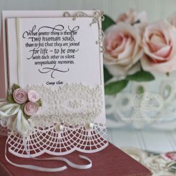 Romantic Card Making Ideas by Becca Feeken using Quietfire Design - What Greater Thing Is There, Spellbinders 74-790 Bella Clair Border, Spellbinders S6-021 Imperial Square - Full supply list and links at www.amazingpapergrace.com/blog/?p=32195