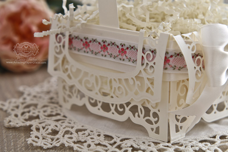 Papercraft Basket Ideas by Becca Feeken using Amazing Paper Grace 3D Vignettes - Grand Cabinet Base - see fully supply list at www.amazingpapergrace.com/?p=33791