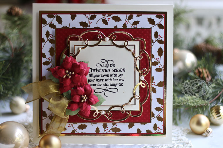 Christmas Card Making Season Ideas by Becca Feeken using A Charming Christmas - Christmas Boughs and Cinch and Go Pointsettias for Spellbinders - see full list and blog post at www.amazingpapergrace.com/?p=34169