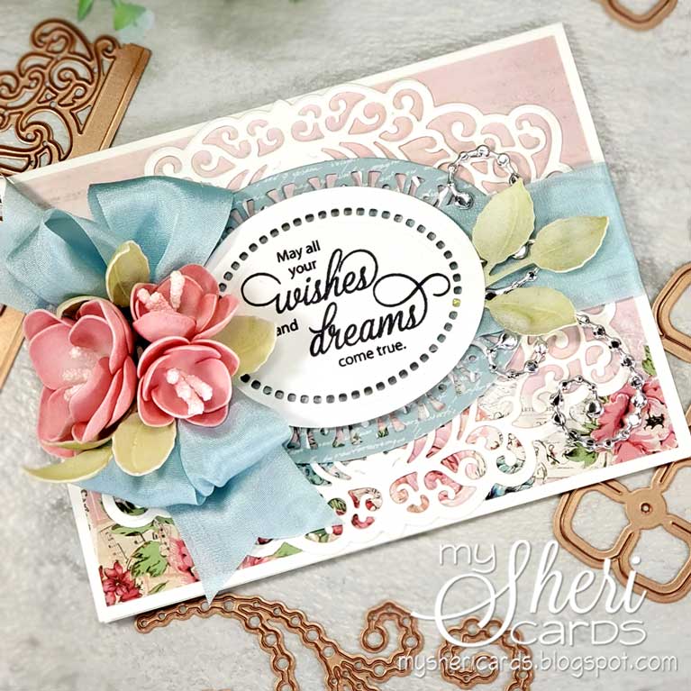 Amazing Paper Grace Guest Designer Sheri Holt shares a beautiful card using S4-1015 Cinch and Go Rosebuds made with Foamiran - see full post at www.amazingpapergrace.com/?p=35413